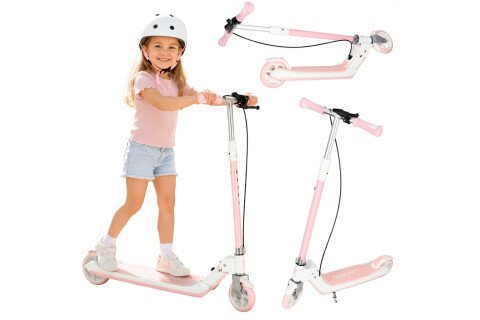 Trotinetă pentru copii TRIKE FIX cu două roți, LED, pliabilă, frâne duble, roz