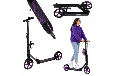 Monopattino urbano Trike Fix, pieghevole, ruote da 200 mm, nero e viola