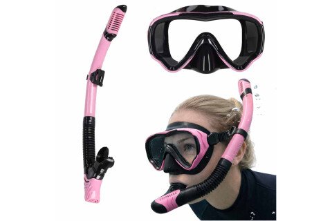 Maska za ronjenje, naočare, disalica, set za ronjenje, roze i crno