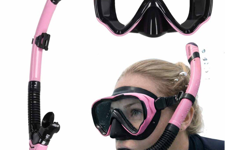 Maska za ronjenje, naočare, disalica, set za ronjenje, roze i crno