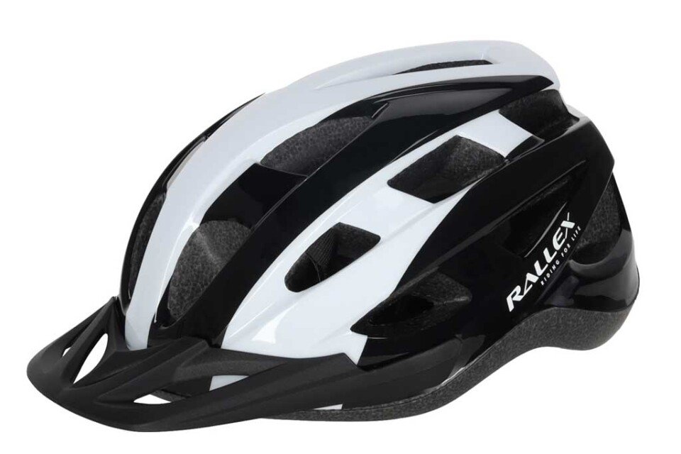 Κράνος ποδηλασίας RALLEX για γυναίκες και άνδρες, ρυθμιζόμενο, μαύρο και άσπρο, μήκος 58-62 cm