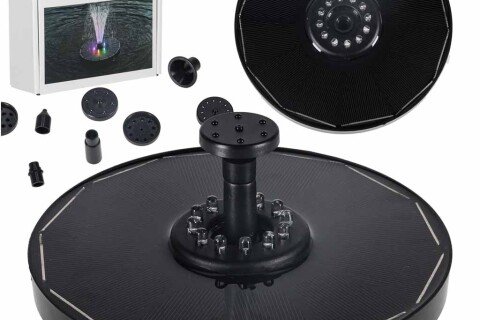 LUARO solarna fontana za ribnjak, vrt, plutajuća pumpa, LED RGB 16 cm