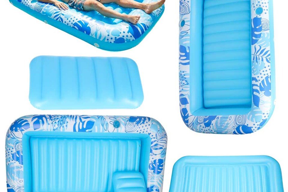 Nafukovací matrace, lehátko s polštářem, modrá