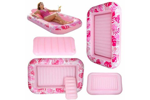 Naduvni dušek za plivanje, ležaljka sa jastukom, roze