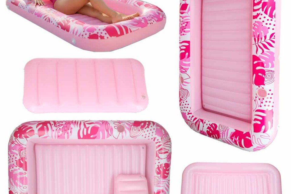 Naduvni dušek za plivanje, ležaljka sa jastukom, roze