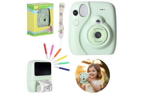 Instantní digitální fotoaparát, 16x 128GB kazety, fixy, zelené