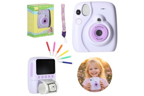 Sofortbildkamera, 16x 128GB-Kassetten, Marker, lila