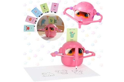 Robot giocattolo educativo interattivo che impara a disegnare, pennarelli rosa