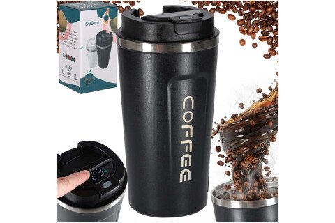 Termo šolja sa grlićem, LED termos, 500 ml, crna