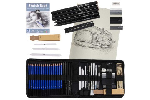 Skizzenstifte, Zeichenset, 54-teilig