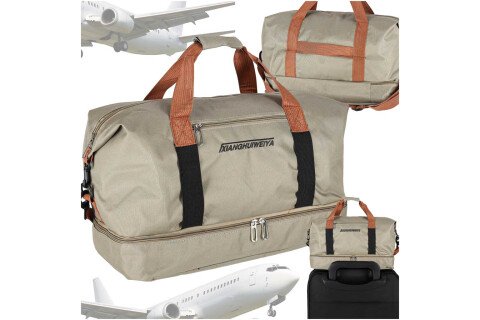 Geantă sport de călătorie, bagaj de mână pentru avion, turist, bej