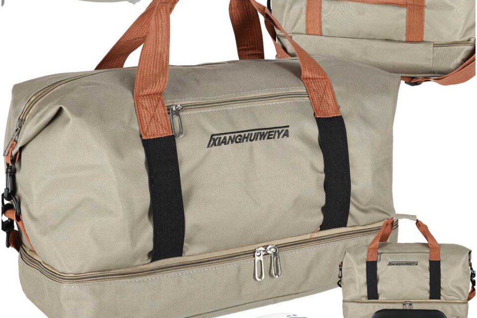Geantă sport de călătorie, bagaj de mână pentru avion, turist, bej