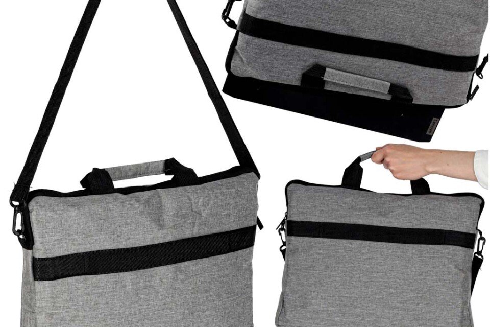 Torba za laptop 15,6 inča, futrola, omot s remenom, aktovka za žene i muškarce, jarko siva