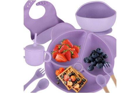 Szilikon tálak gyerekeknek, 8 darabos készlet, lila