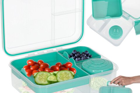 Lunch box z przegródkami, podzielony, 2200 ml, kolor miętowy