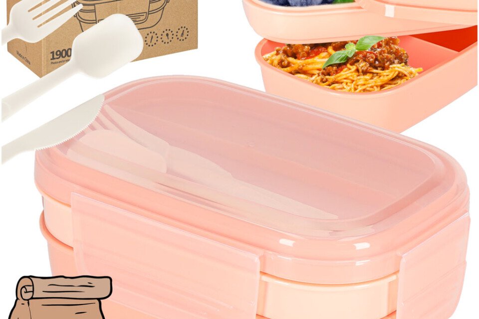 Kutija za ručak s pretincima, podijeljena, 1900 ml, boja marelice