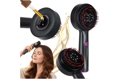 Kartáč na masáž pokožky hlavy, USB aplikátor na olej, černý