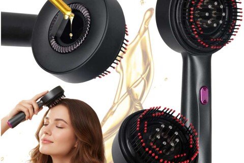 Kartáč na masáž pokožky hlavy, USB aplikátor na olej, černý