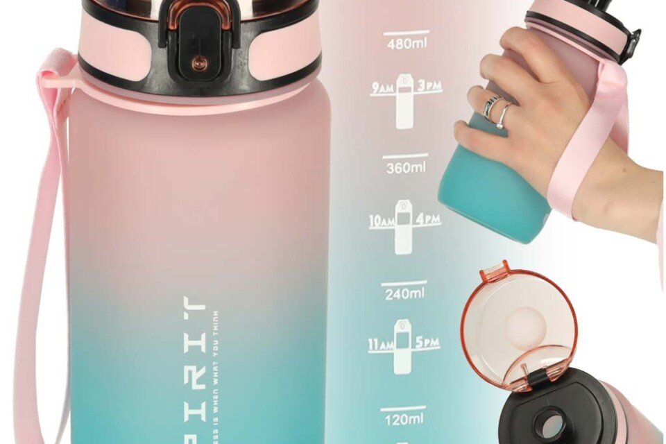 Flaša za vodu sa grlićem, bez BPA, 600 ml, roze i plava