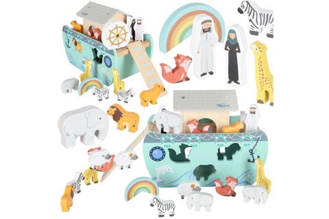 Ξύλινο κουτί διαλογής Lulilo Κιβωτός του Νώε με ζώα, 9 τεμάχια