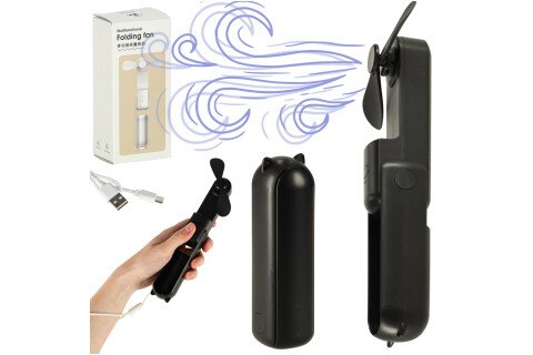 Stolný ventilátor mini ručný ventilátor skladací prenosný ventilátor USB čierny
