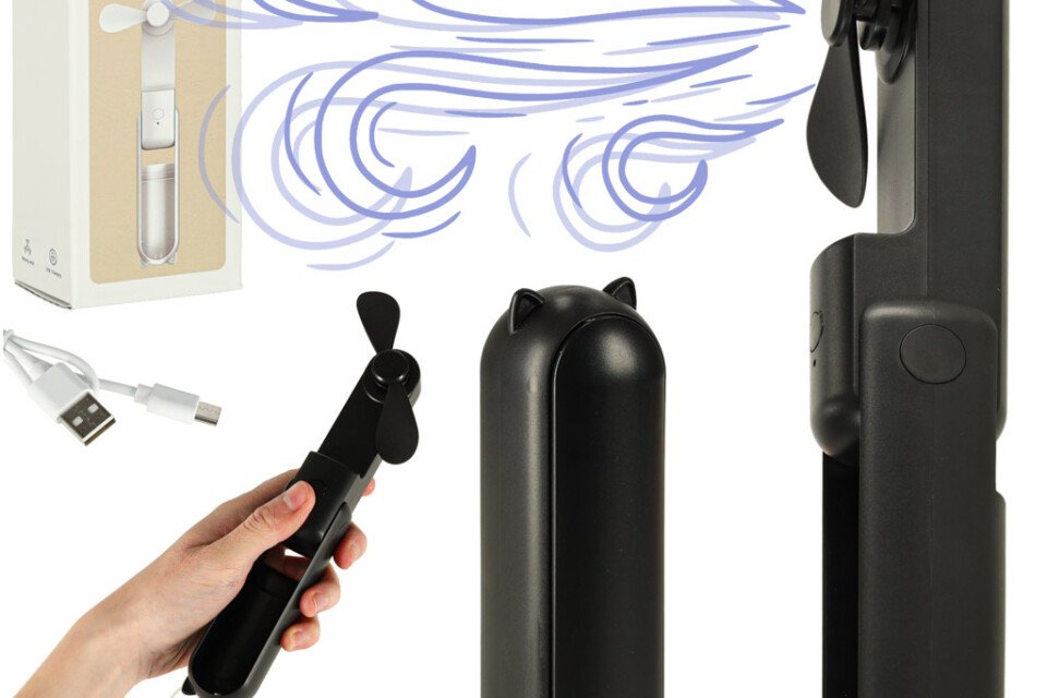 Stolný ventilátor mini ručný ventilátor skladací prenosný ventilátor USB čierny