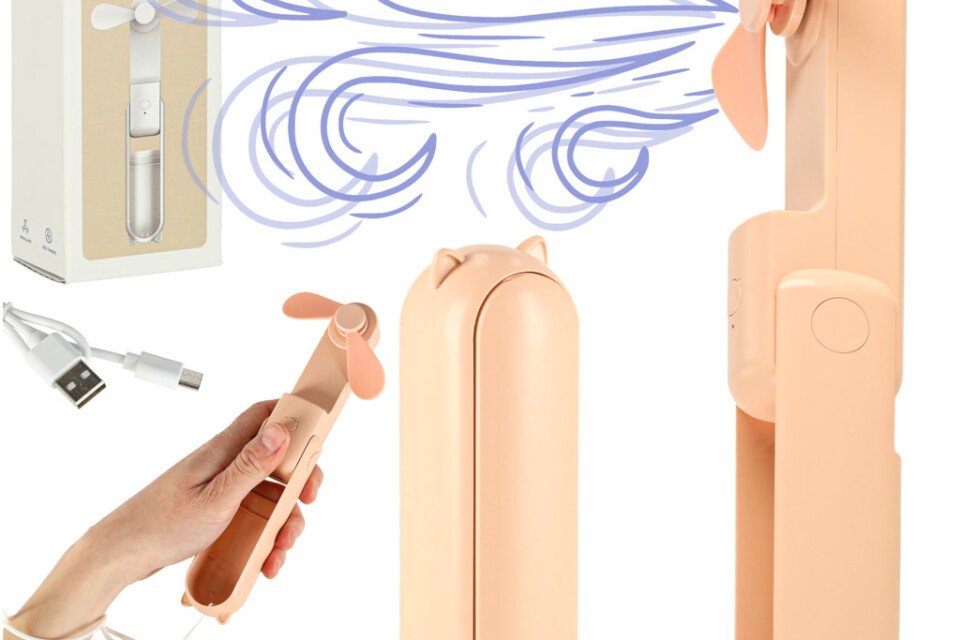 Wentylator biurkowy mini wentylator ręczny składany przenośny wentylator USB różowy