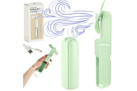 Stoni ventilator, mini ručni ventilator, sklopivi prenosivi ventilator, USB zeleni