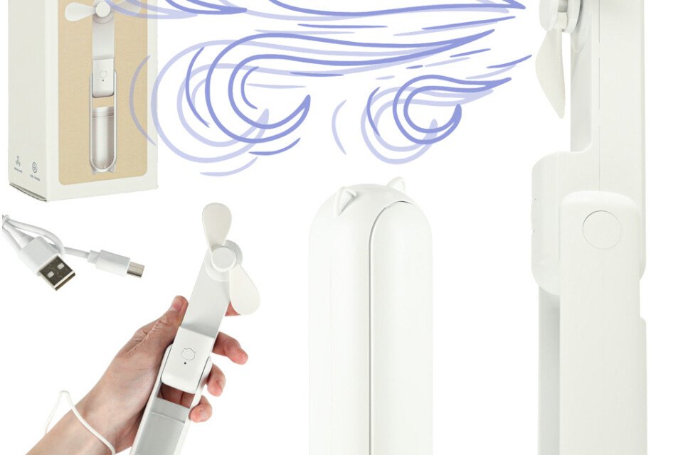 Tischventilator Mini Handventilator Faltbarer tragbarer Ventilator USB weiß