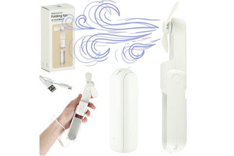 Tischventilator Mini Handventilator Faltbarer tragbarer Ventilator USB weiß