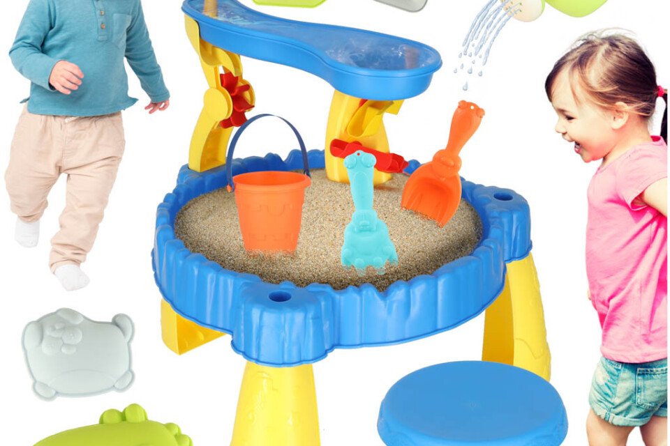 Wassertisch, Sand- und Wasserbahn, zwei Ebenen, Zubehör