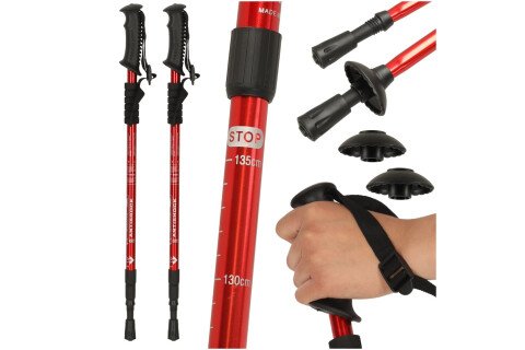 Faltbare Nordic Walking Stöcke, 2 Stück, rot
