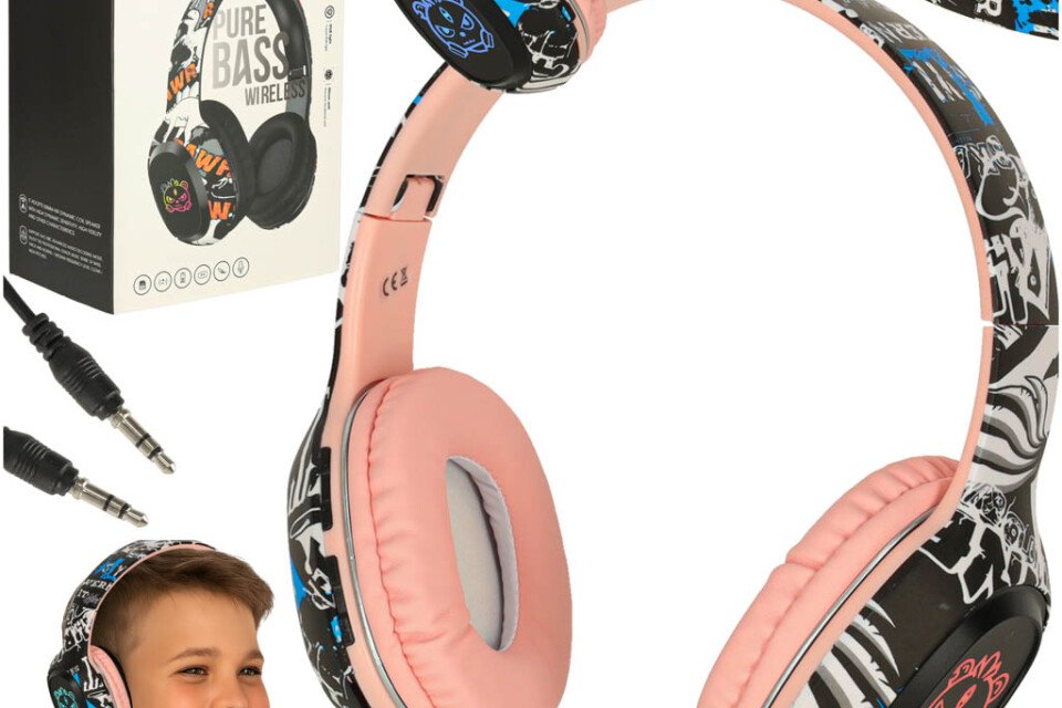 Ασύρματα ακουστικά Bluetooth για gaming και αθλητικά παιχνίδια με δυνατότητα Over-Ear, ροζ