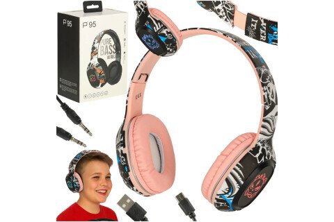 Ασύρματα ακουστικά Bluetooth για gaming και αθλητικά παιχνίδια με δυνατότητα Over-Ear, ροζ