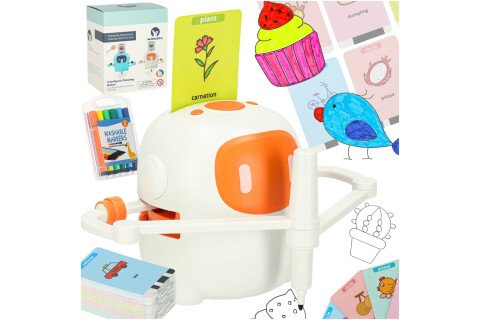 Edukativni robot za interaktivno učenje crtanja i pisanja, set kartica, markeri narančasti