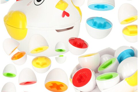 Vzdělávací puzzle na třídění vajec, 12 dílků, kuře