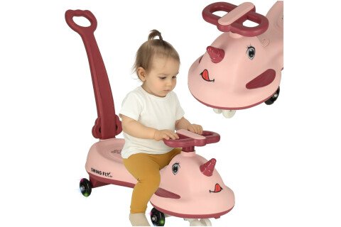 LED gravitační koloběžka Swing FIX S1 s rukojetí, růžová, max. 65 kg