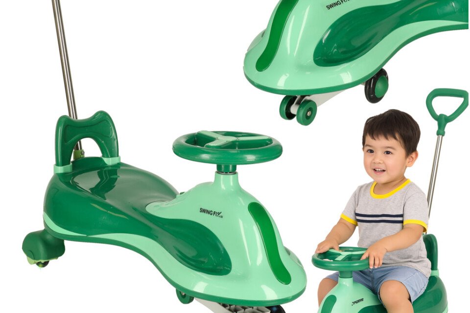 LED gravitační koloběžka Swing FIX S2 s rukojetí, zelená, max. 100 kg