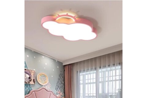 LED mennyezeti lámpa gyerekszobába, fényerőszabályozható, LUMELA + távirányító, rózsaszín felhő