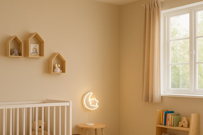 LED mennyezeti lámpa gyerekszobába, fényerőszabályozható, LUMELA + távirányító, hold alakú, fehér