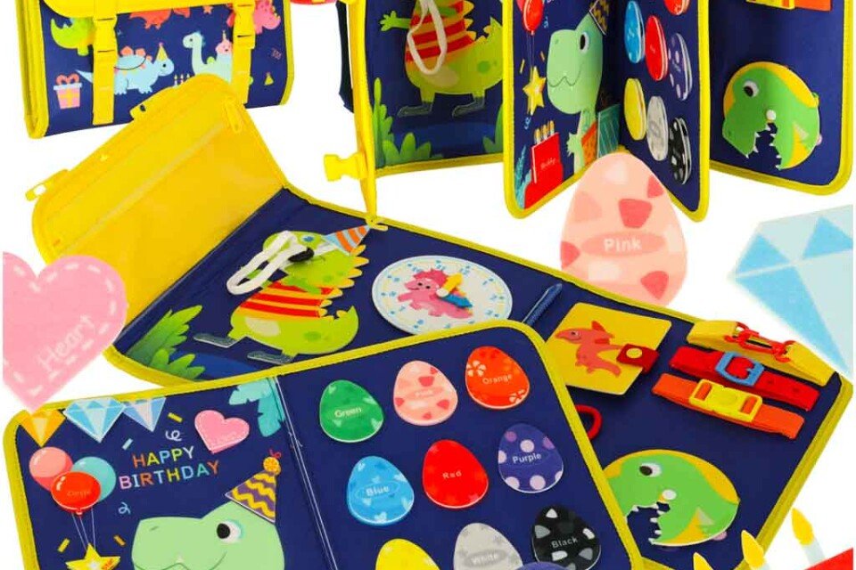 Zaino valigia con tavolo di manipolazione sensoriale Montessori blu