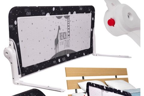 Zábrana na postel, otevírací, 200 cm, černá