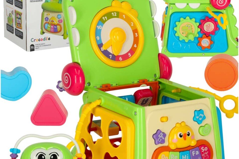 Edukativni kockasti sorter s klavirskim krokodilom 4u1