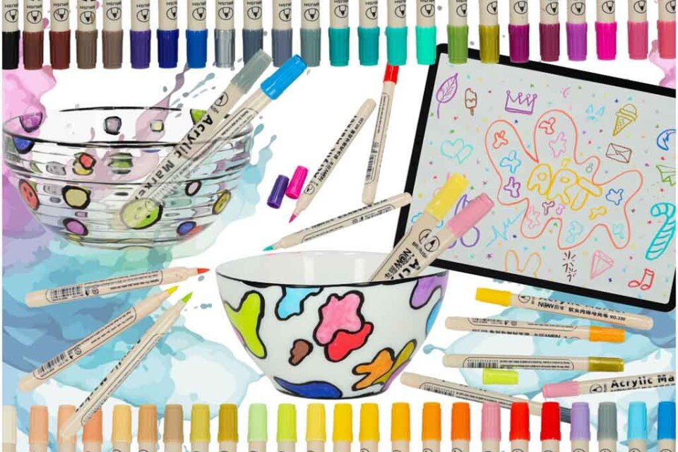 Acryl Stoffmarker Steine ​​Filzstift Wasserfest Marker DIY 48 Stk.