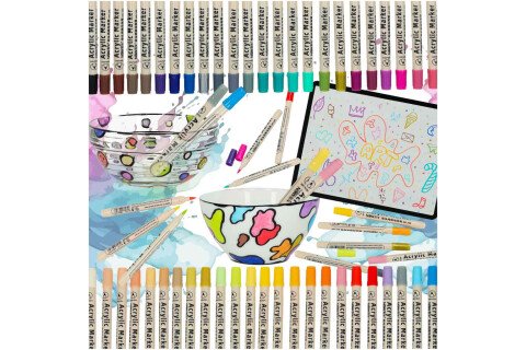 Acryl Stoffmarker Steine ​​Filzstift Wasserfest Marker DIY 48 Stk.