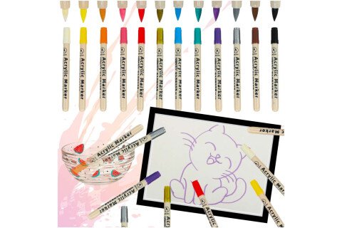 Pennarelli per tessuti acrilici, pietre, punta in feltro, pennarelli impermeabili fai da te, 12 pezzi.