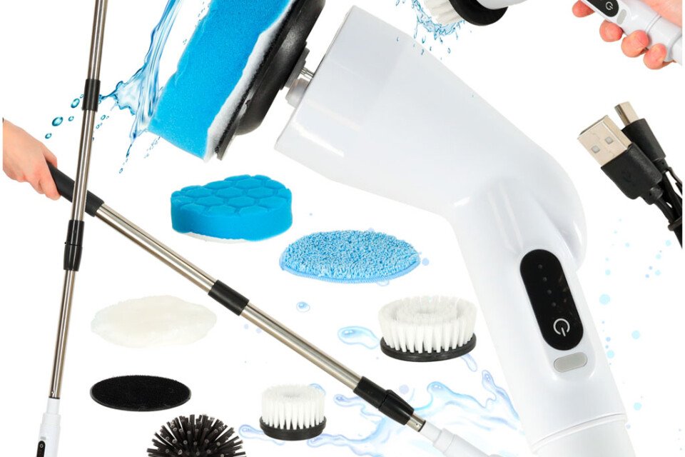 Spin mop, perie electrică de curățare, cu 9 capete de perie