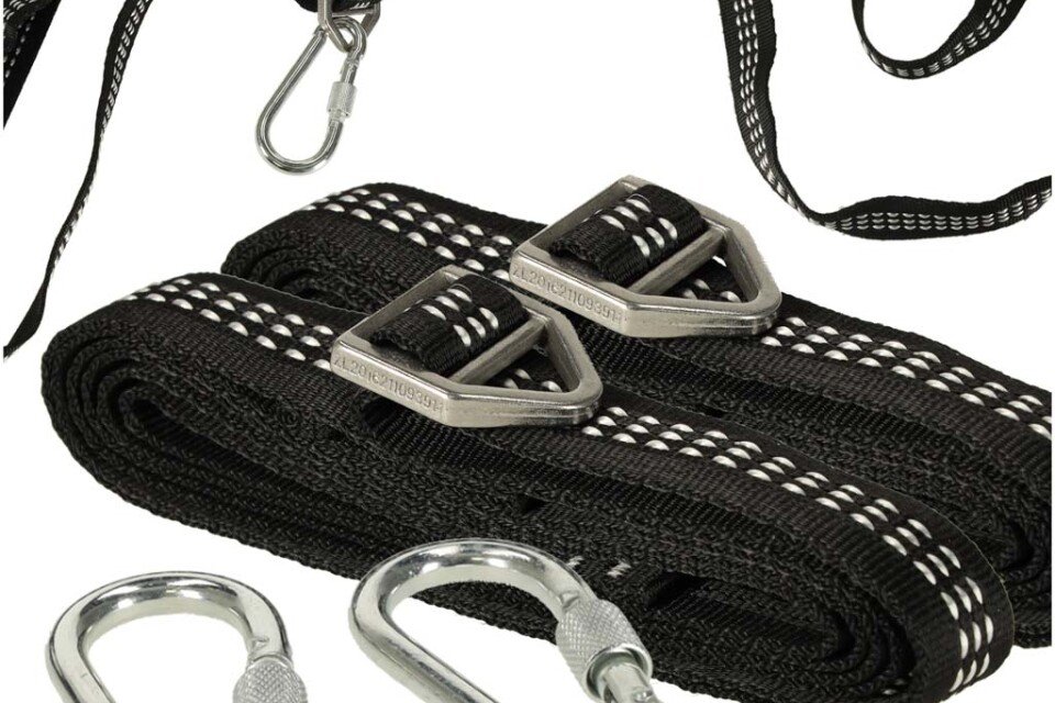 Komplet za montažu pričvršćivanja za ljuljanje, traka za držač viseće mreže + karabin od 300 kg