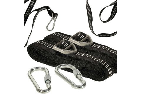 Komplet za montažu pričvršćivanja za ljuljanje, traka za držač viseće mreže + karabin od 300 kg