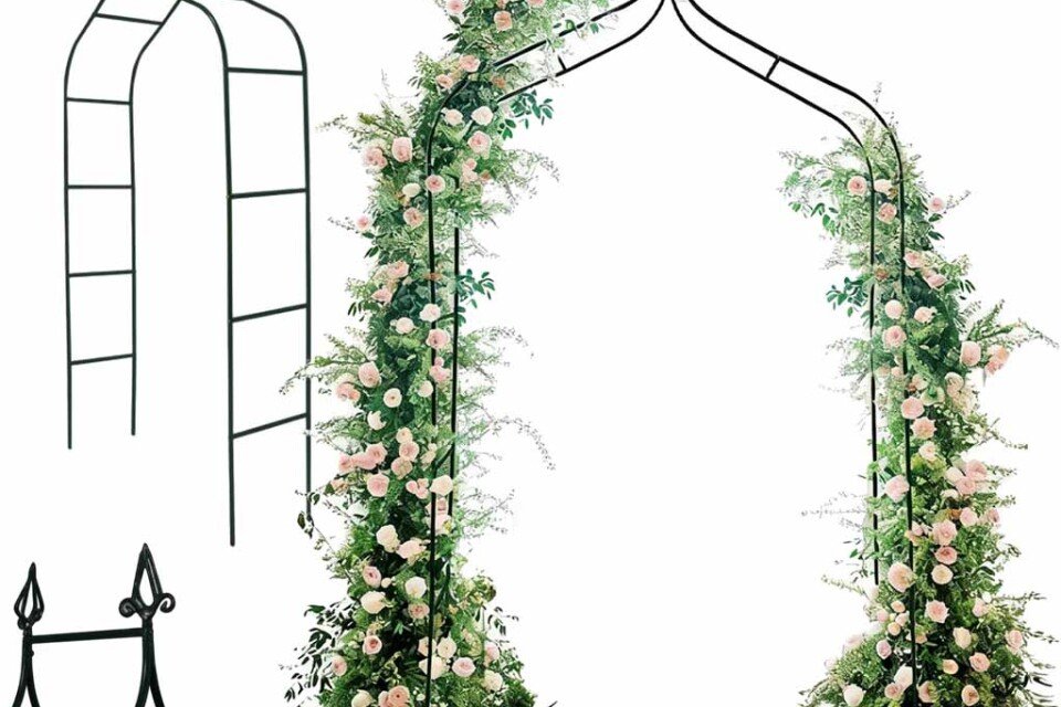Pergola ogrodowa LUARO, łuk metalowy z kolcami do róż, kwiatów, pnączy, 265 cm
